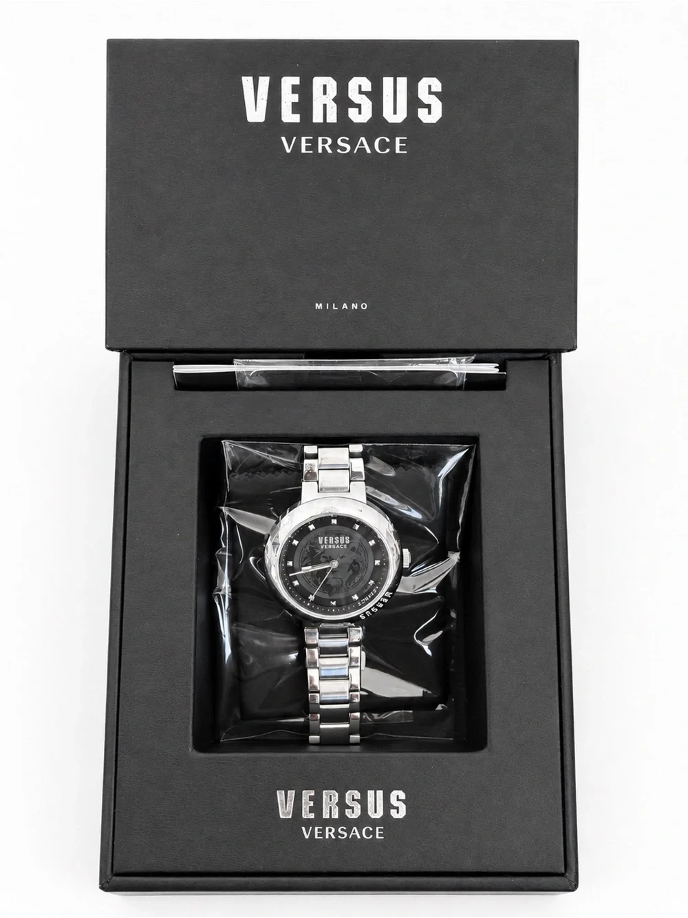 Versus Versace Silver Black Stainless Steel Bracelet Watch